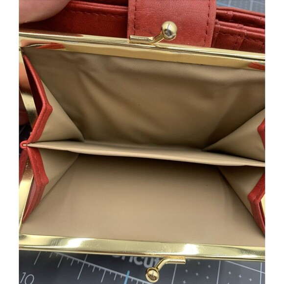 Julia Buxton Heiress Double Cardex Leather Wallet in Red Bifold Kiss Lock 4"X5" - Picture 12 of 12